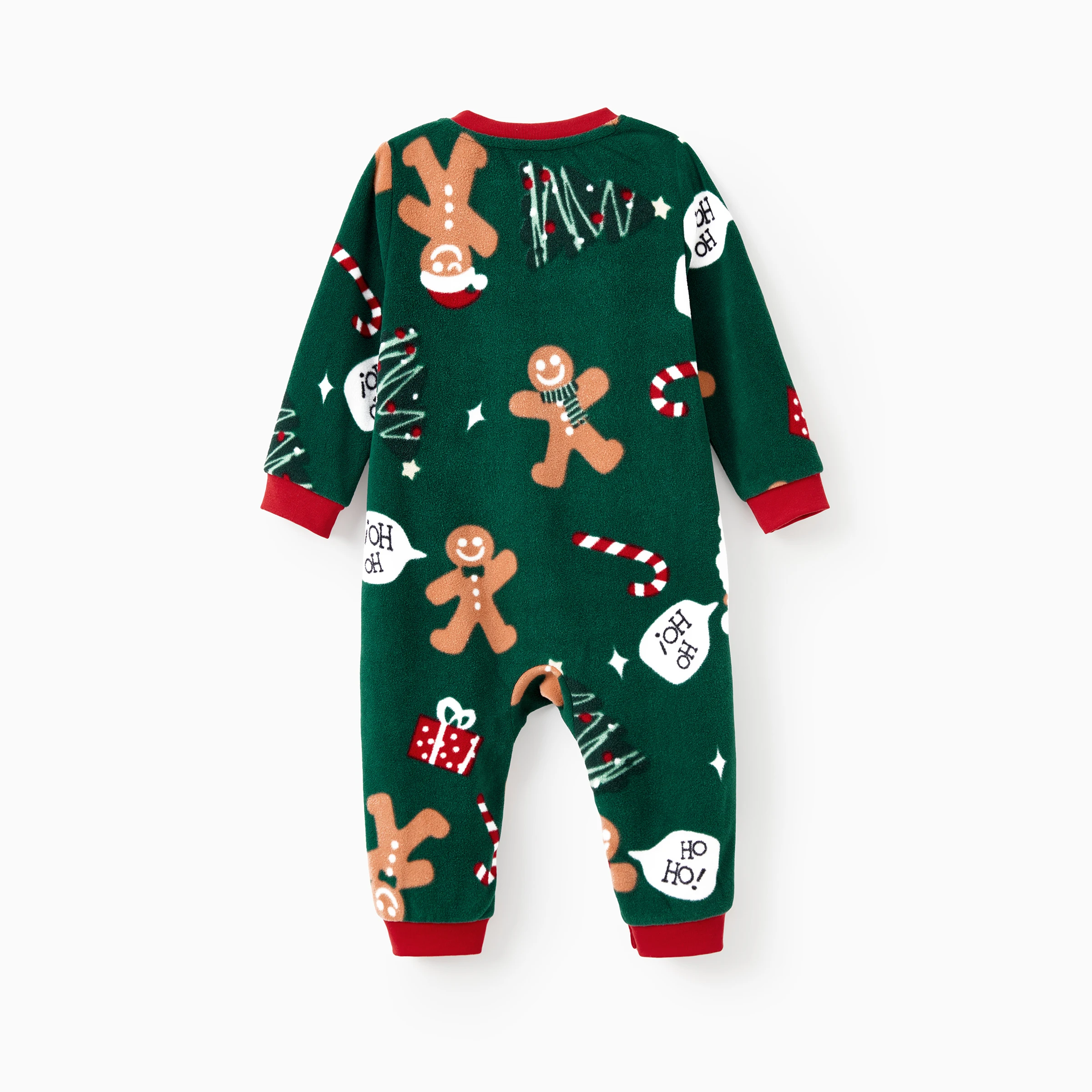 PatPat Christmas Pajamas Family Matching Fleece Gingerbread Man Long Sleeves Pajamas Sets with Pockets