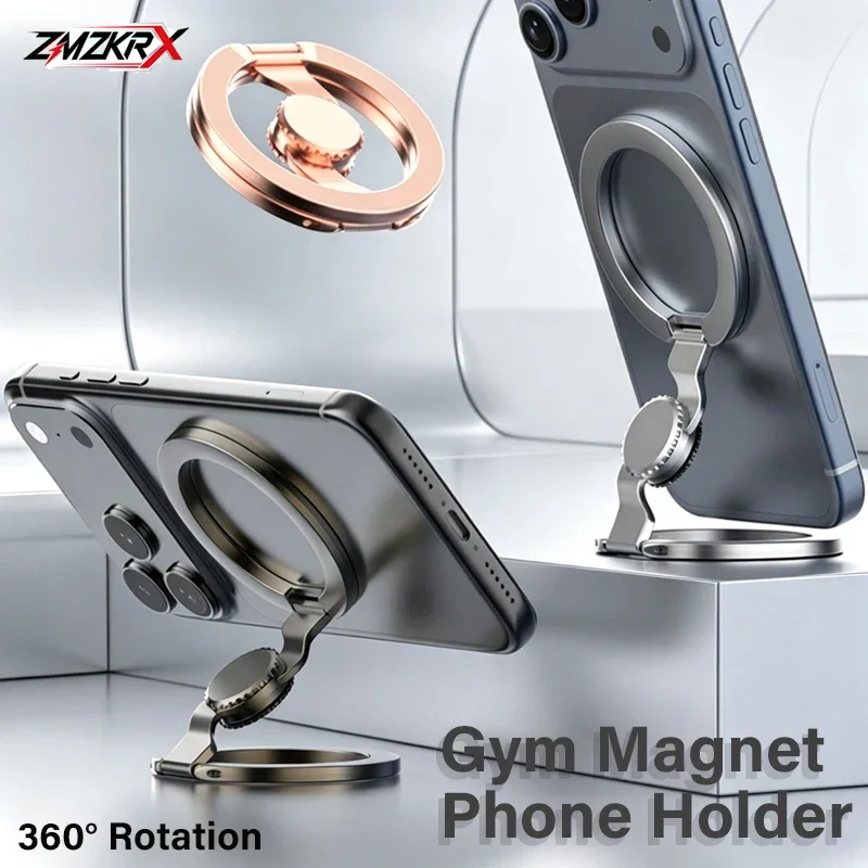 ZMZKRXMobile Phone Dual-sided Strong Magnetic Holder For Magsafe Phone 360° Rotation Magnet Stand For IPhone 17 16 Pro Samsung X