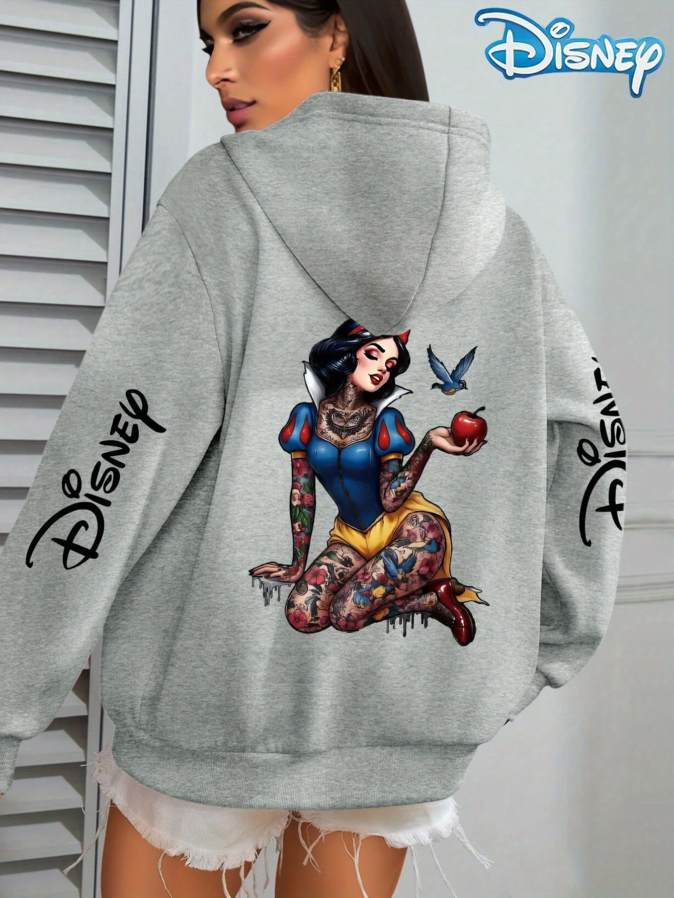 Sweat-shirt à capuche en polaire pour femmes, motif Disney blanc neige, automne et hiver, unisexe, Streetwear, surdimensionné, ample, décontracté