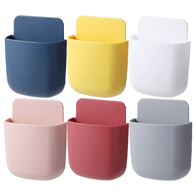 Wall Mounted Storage Box Mobile Phone Plug Holder Stand Rack Remote Control Storage Organizer Case Wall Bracket Charging Stand