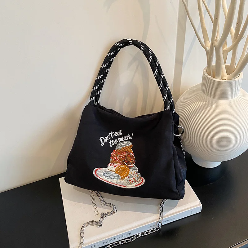 Lightweight Minimalist Heavy Embroidery Donut Oxford Cloth Bag New 2025 Color Block Versatile Japanese Style Single Shoulder ...