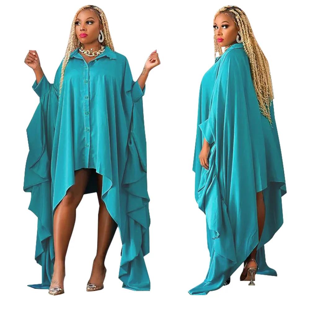 

Африканская одежда для женщин L-4XL, летние африканские рубашки из полиэстера с рукавами 3/4, черные, белые, синие, длинные рубашки больших размеров, африканская одежда