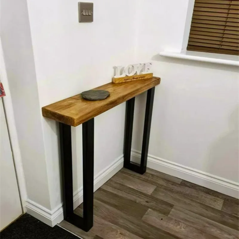 Nordic Solid Wood Console Table Vintage Narrow Entryway Cabinet Wall-Mounted Minimalist Altar Table for Hallway Storage