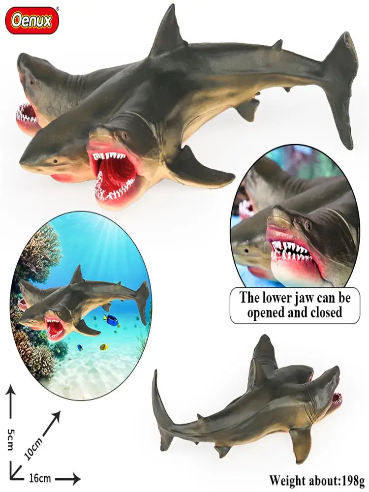 Oenux Savage Marine mer Overlord 3 tête requin Megalodon figurine animaux de l'océan grand requin poisson modèle PVC Cool jouet enfant cadeau