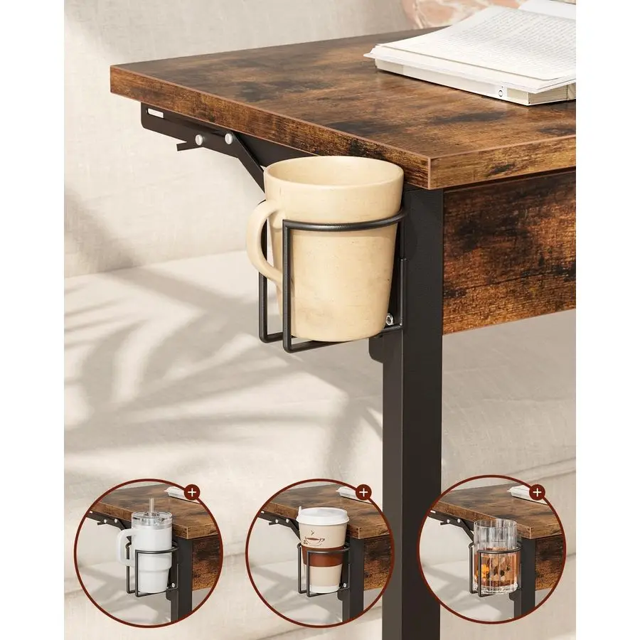 24 طاولة تلفزيون قابلة للطي، طاولة نهاية قابلة للطي على شكل حرف C للأريكة، صينية عشاء تلفزيون مع حامل أكواب، مكتب كمبيوتر محمول صغير بجانب الأريكة #6