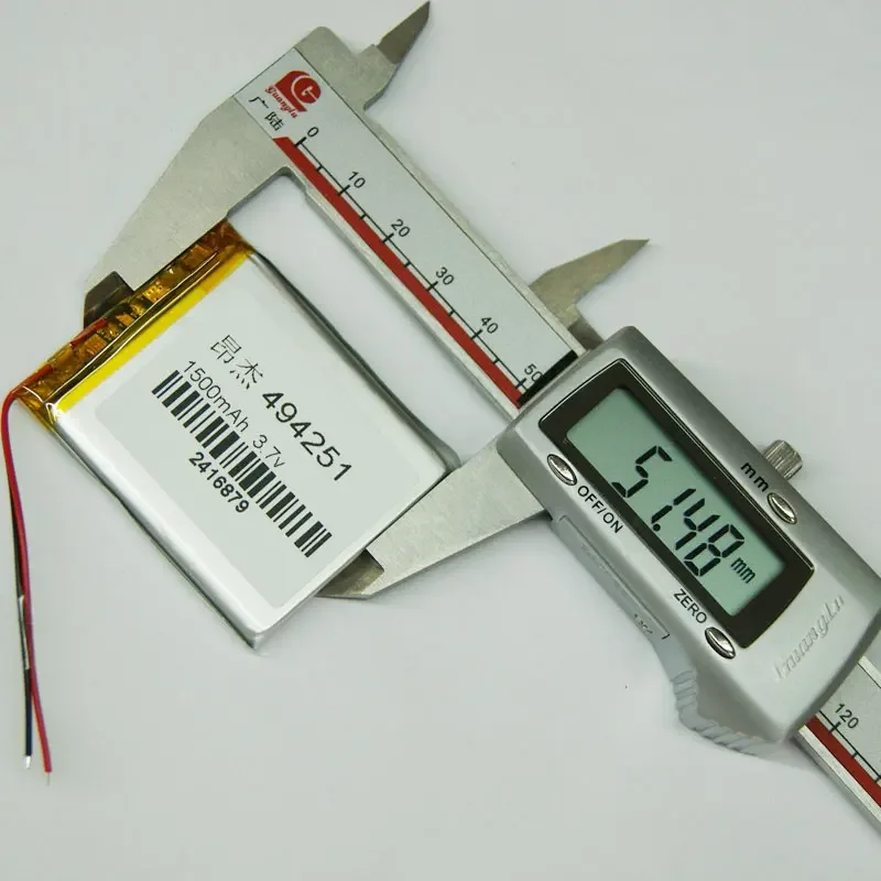 폴리머 배터리, MP4, MP5, 일반 3.7V, 494251 배터리, 1500 Ma 용량