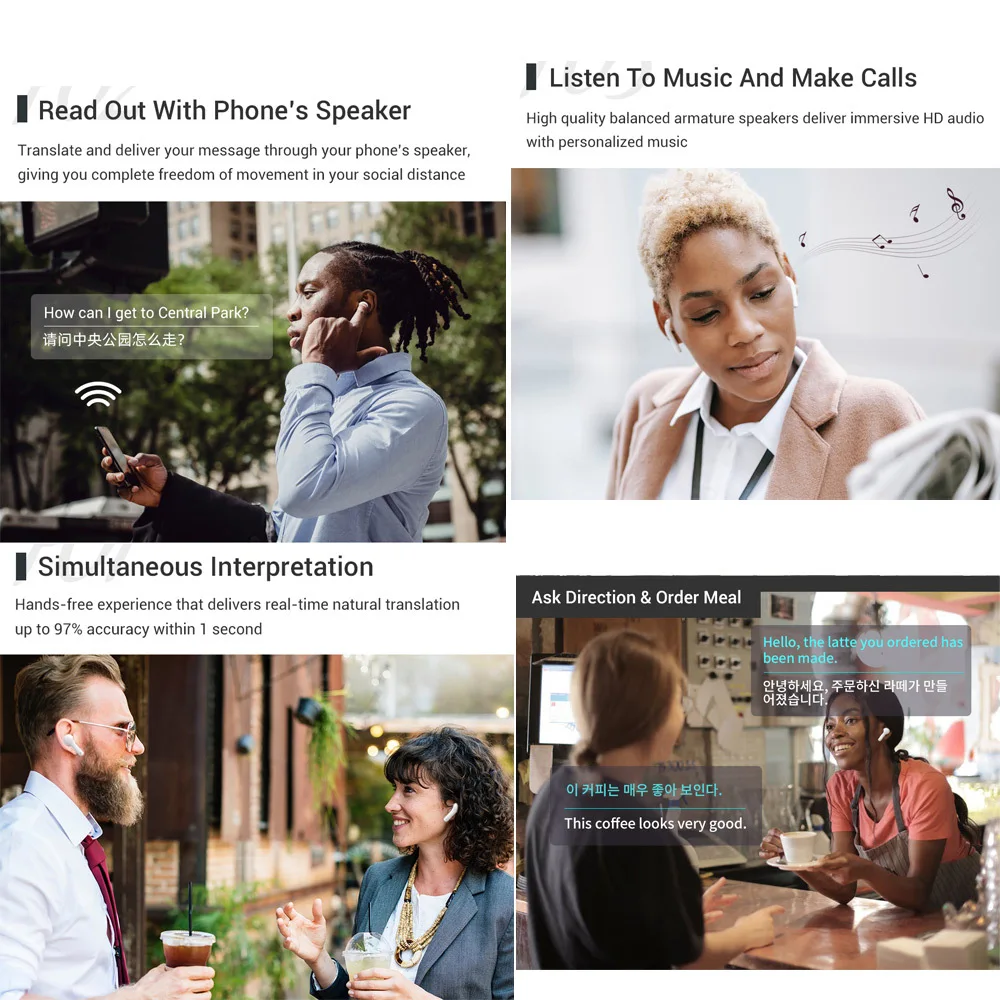 Mini M6 Translation Headphones 127 Languages Instant Translated Smart Voice Translator Wireless Bluetooth Translator Earphone