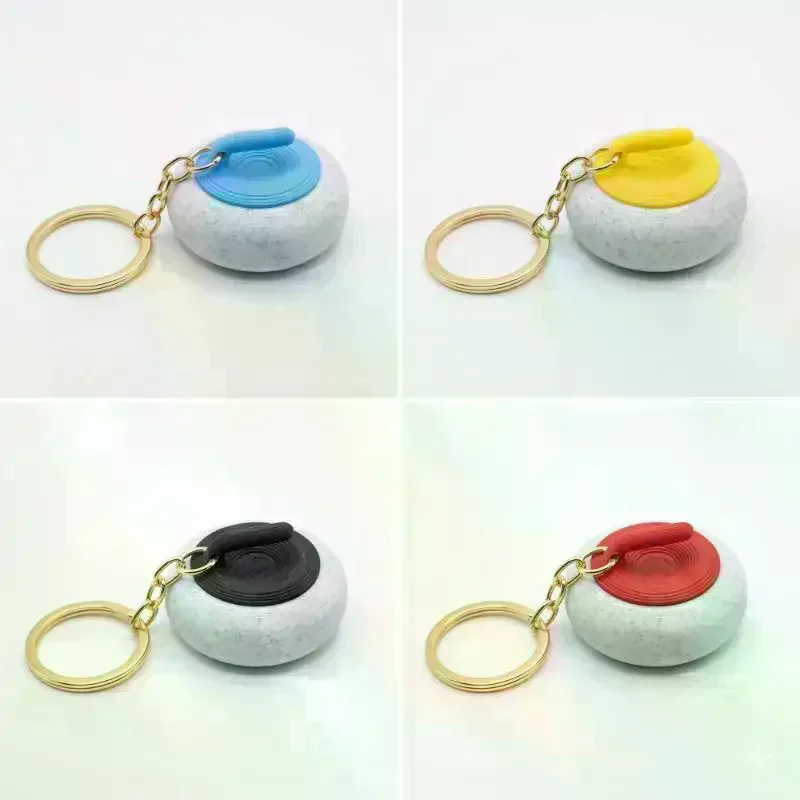 Curling Keychain With Realistic Design And Durable Gold Key Ring Perfect For Curling Fans Souvenir Gift Mini