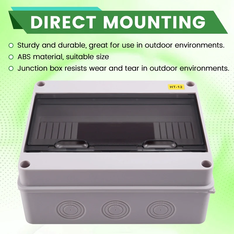 HT-12 Way IP65 Mcb Breaker Box, Distribution Protection Box ABS Power Electronic Din Rail Enclosure for Circuit Breaker