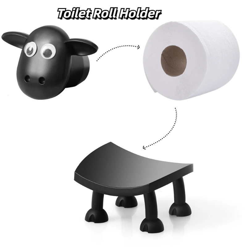 

Black Sheep Toilet Roll Holder Resin Roll Paper Towel Holder Stackable For Home Bathroom Vanity Night Stands