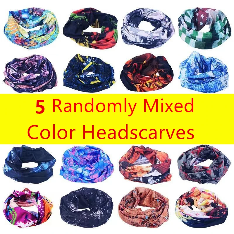 

5PCSOutdoor Cycling For Men Women, Sun Protection, Seamless Versatile Magic Headscarf, Bicycle Scarf, Face Mask, Hat Neck Cover