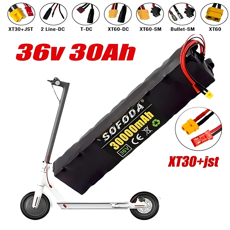 

10S3P 36V 30Ah 18650 Rechargeable lithium Battery pack 500W High power for Modified Bikes Scooter Electric Vehicle,With BMS XT30