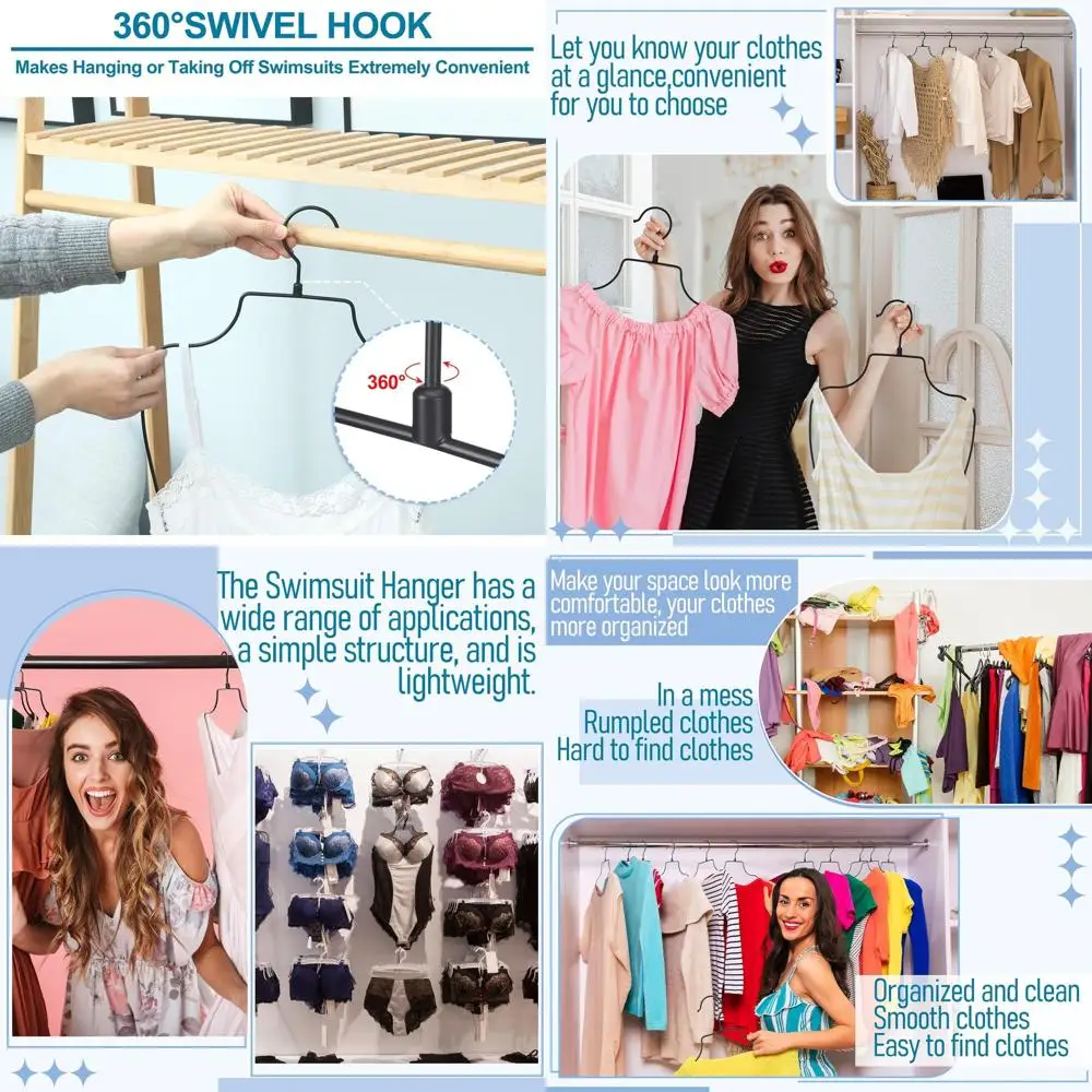 

Набор из 12 поворотных вешалок для нижнего белья, купальников и фигурных демонстрационных стендов, черные