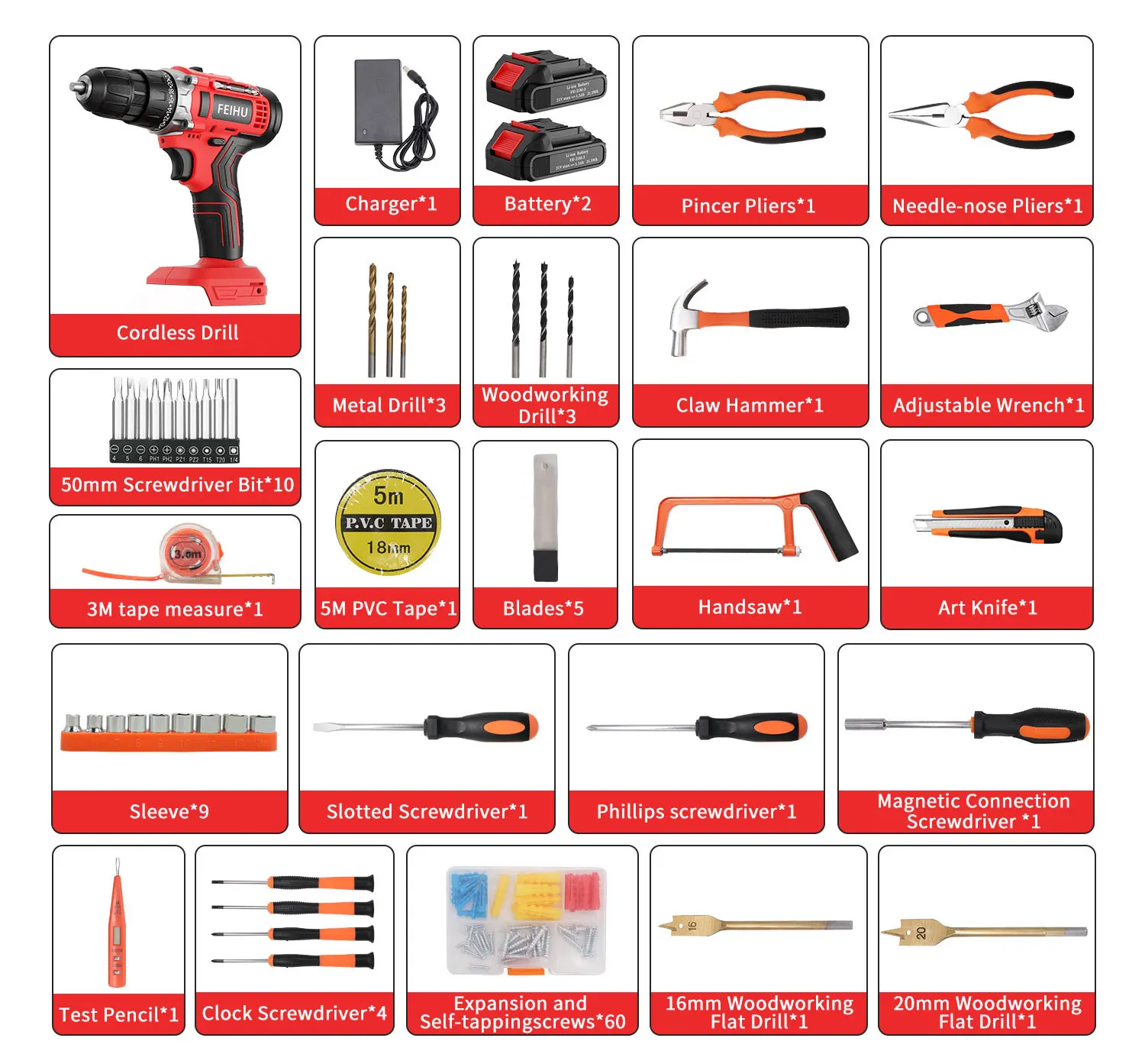 Novo portátil durável furadeira sem fio com bateria combo kit de ferramentas elétricas sem fio brocas 108 pçs conjunto de ferramentas furadeira sem fio