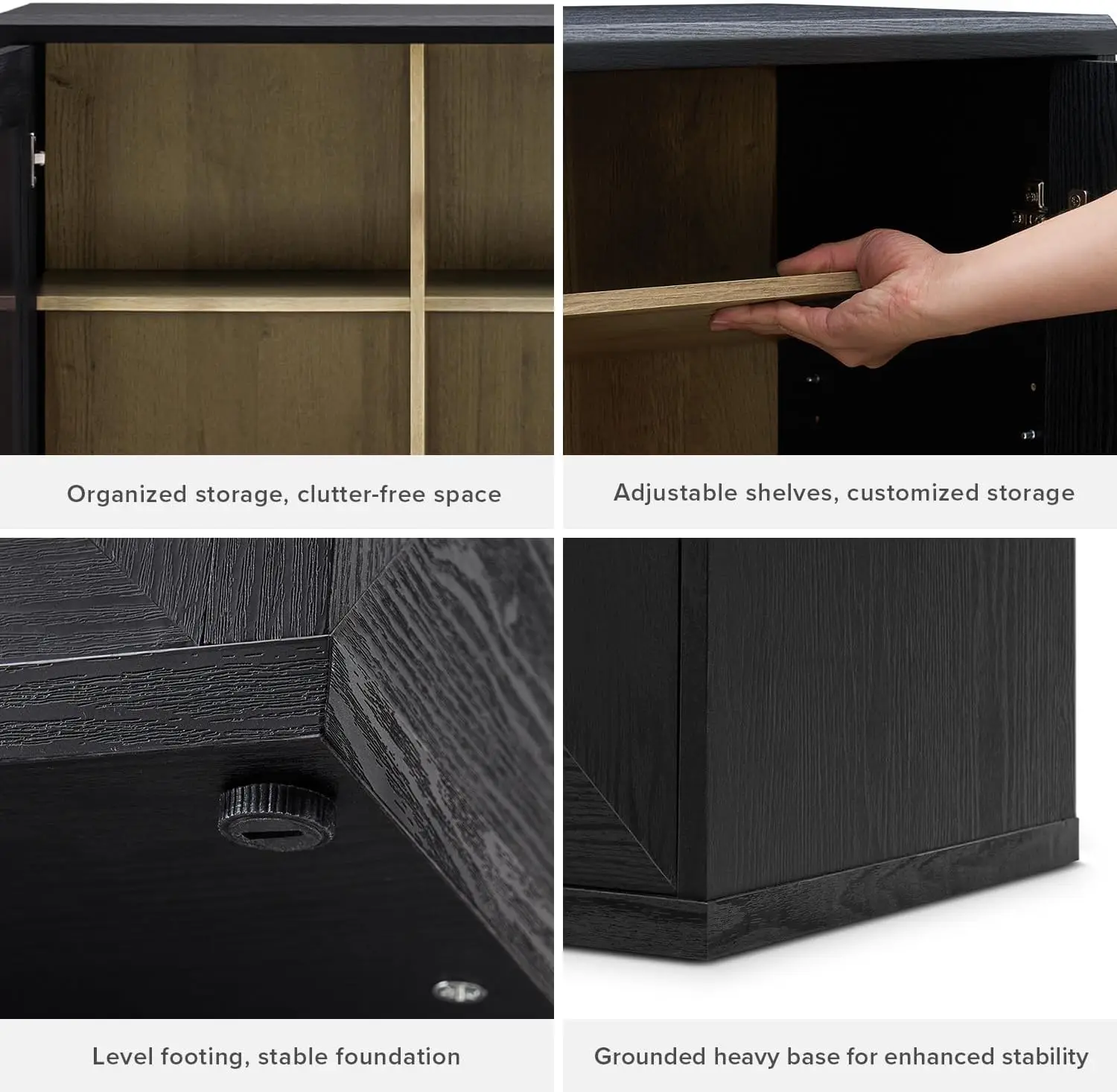 خزانة تخزين بليك، خزانة بوفيه جانبية صغيرة الحجم مع مساحة تخزين، وحدة تحكم الوسائط Credenza، مجموعة من 2 #4