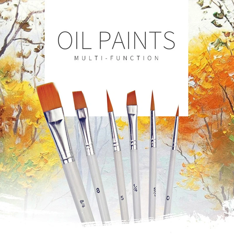 6Pcs Kunst Malerei Pinsel Set Acryl Öl Aquarell Künstler Pinsel Set