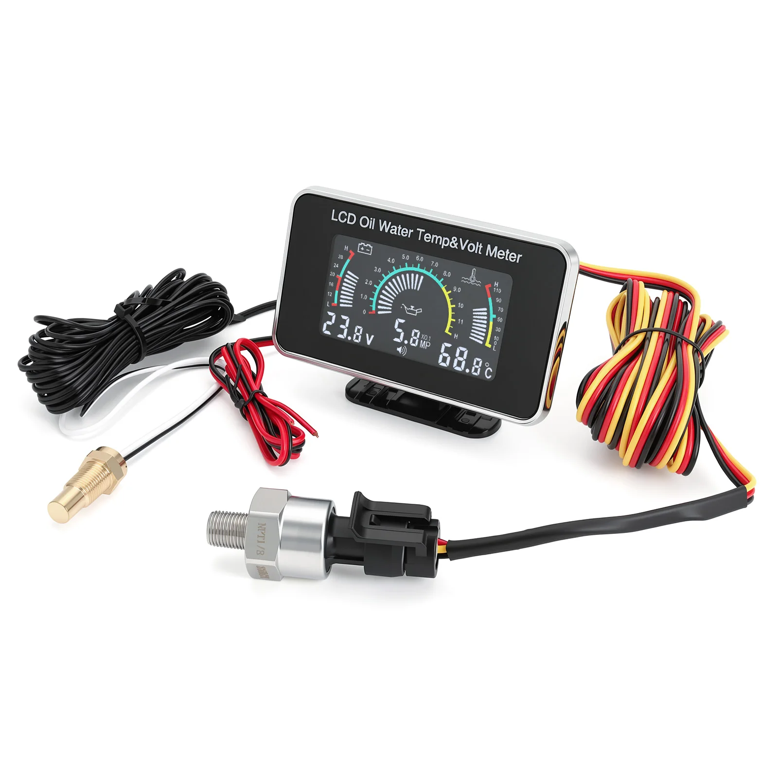 2-in-1-Auto-LCD-Anzeige, 3-in-1-Voltmeter, 4-in-1-LCD-Digital-Öldruckanzeige, Kraftstoffstand- und Temperaturanzeige, 1/8 NPT-Drucksensor – Detail 27