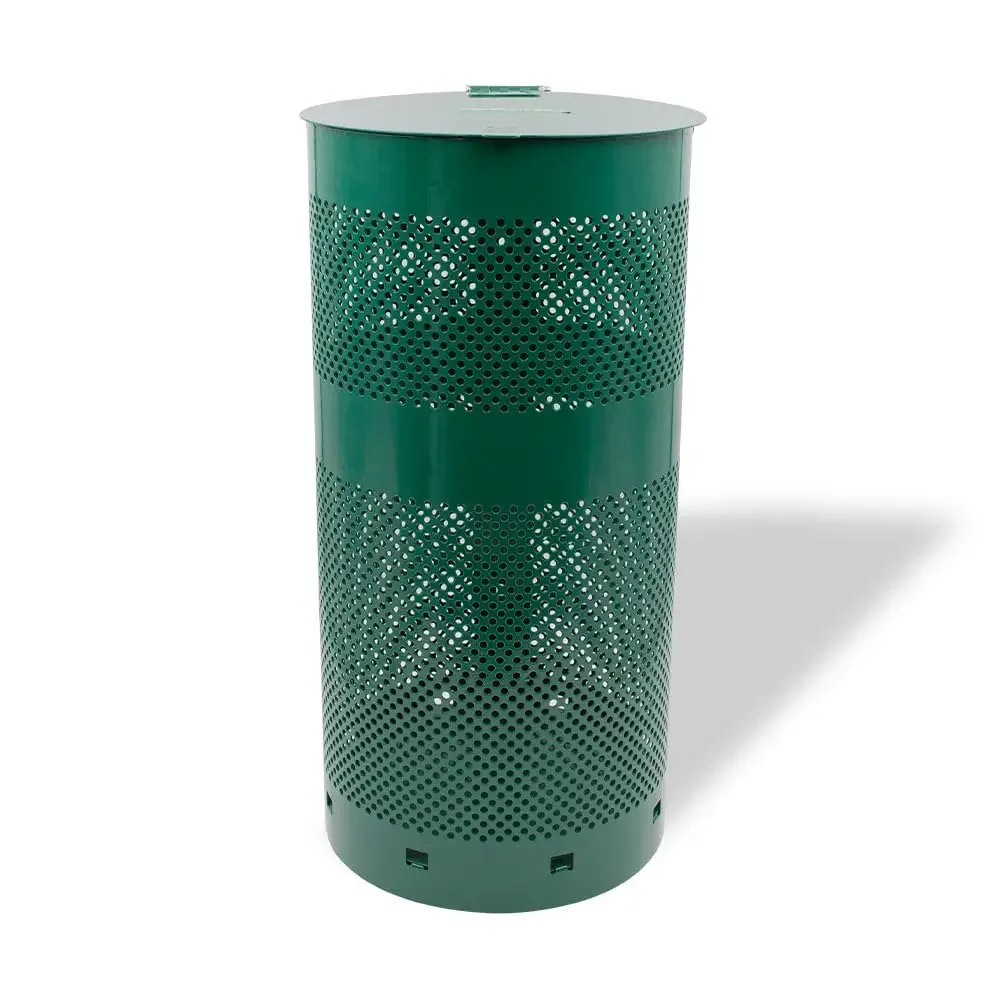 - Aluminum Outdoor Trash Can, 10 Gallon, Gloss Green | Rust-proof 10-gallon aluminum outdoor trash can, post or wall mount, buil