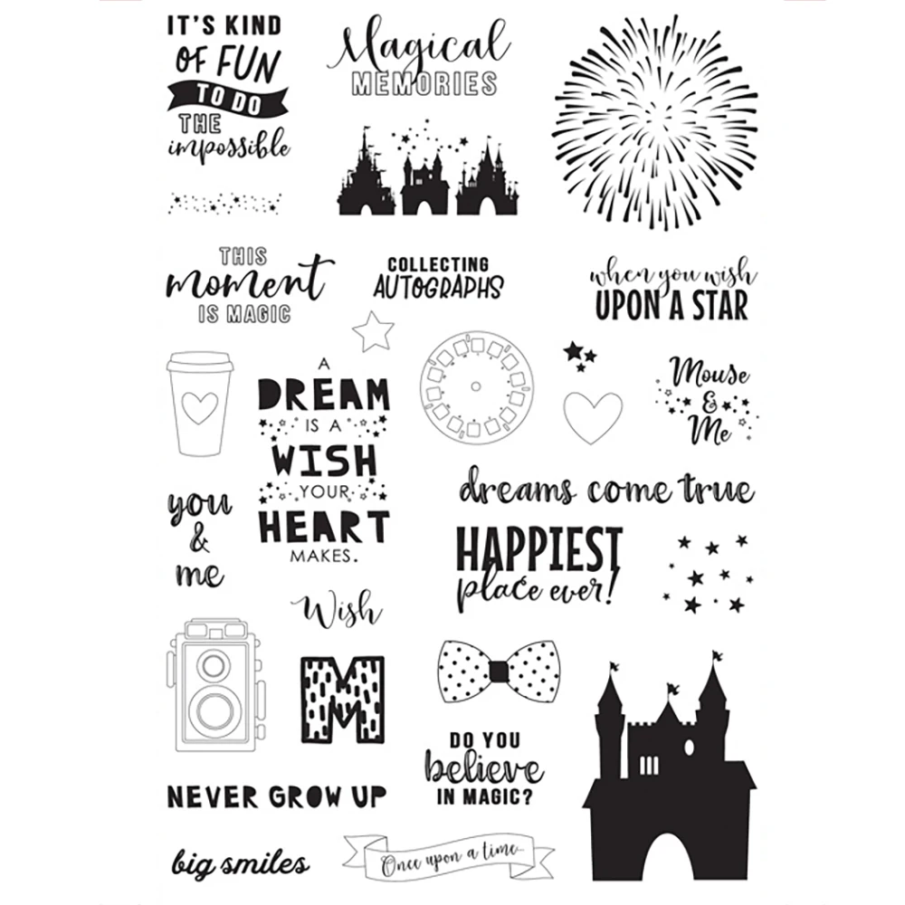 Disney Castle Fireworks Transparent Stamp Magical Dreams Come True Clear Stamps for Diy Scrapbooking Album Card Crafts Making