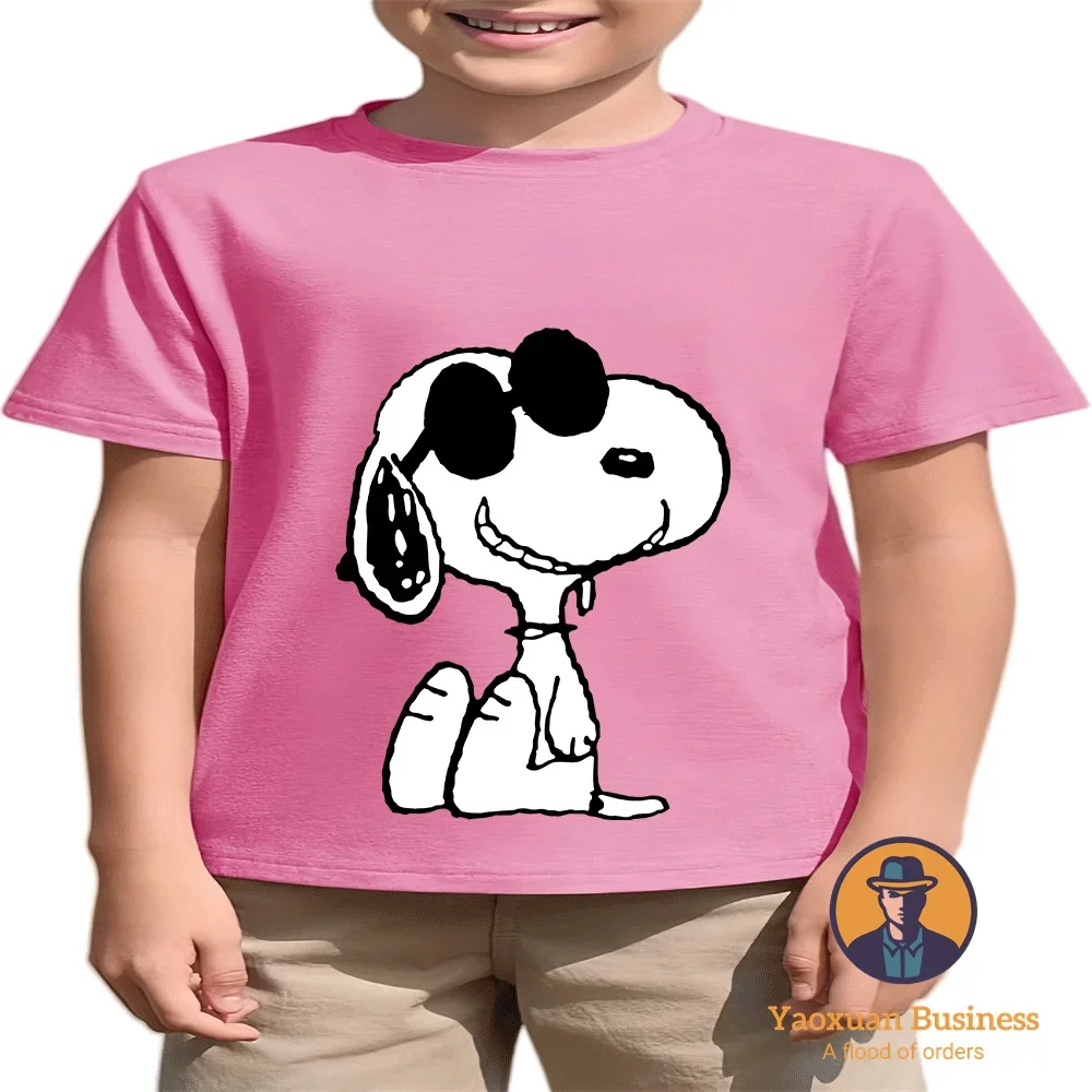 

Vacation Sports Wear 2D Snoopy Print Round Neck Pure Cotton Summer Student Cartoon Casual Tshirt