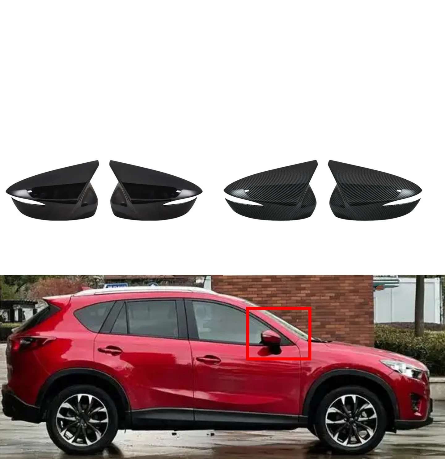 

Fit For Mazda CX-5 CX-3 CX-4 Car Rearview Side Mirror Cover Wing Cap Horn Exterior Door Rear View Case Trim Sticker Carbon Fiber