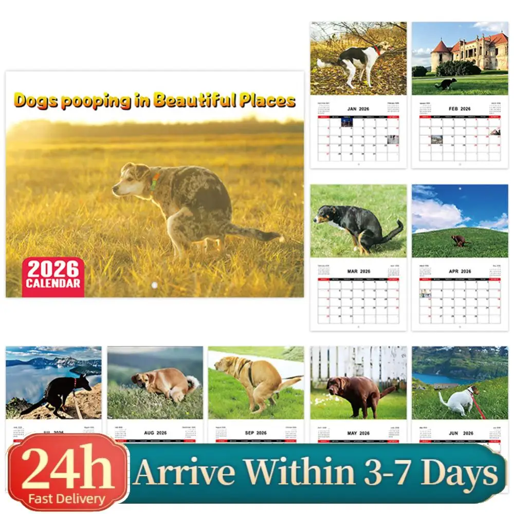 

Настенный календарь-планировщик на 2026 год: Забавный календарь с животными, ежемесячный, для офиса, школы, дома