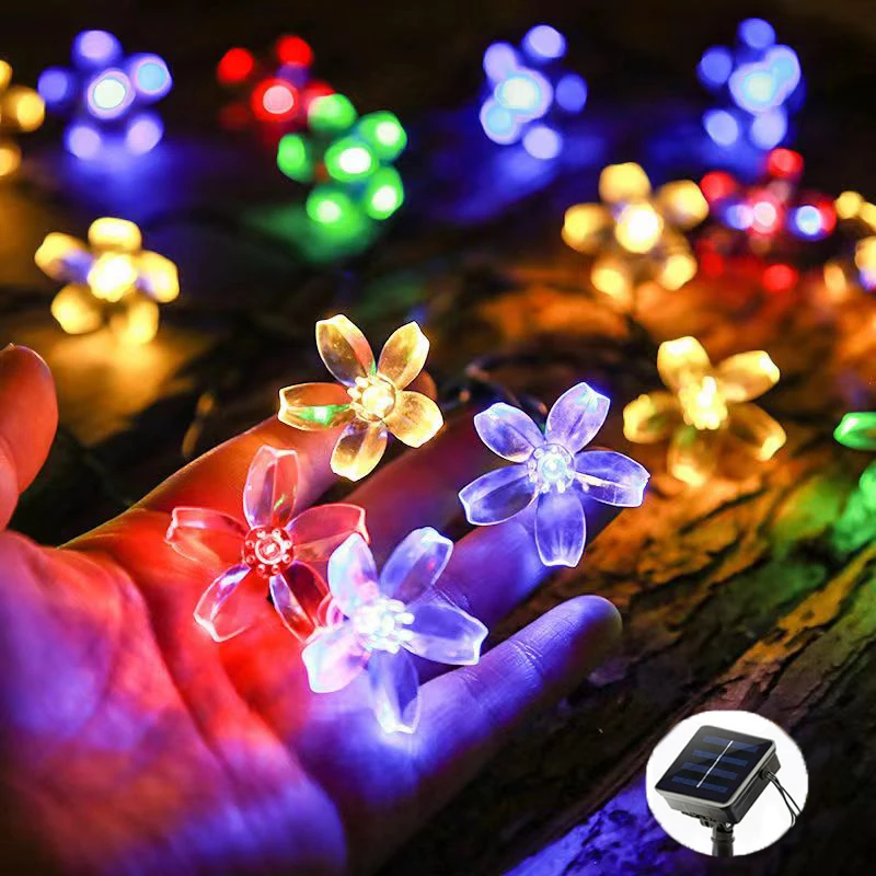 

String Light Solar 5m 7m 12m Cherry Blossom LED Fairy Lights Outdoor Garden Wedding Decoration Lamp 6V Waterproof Garland Home