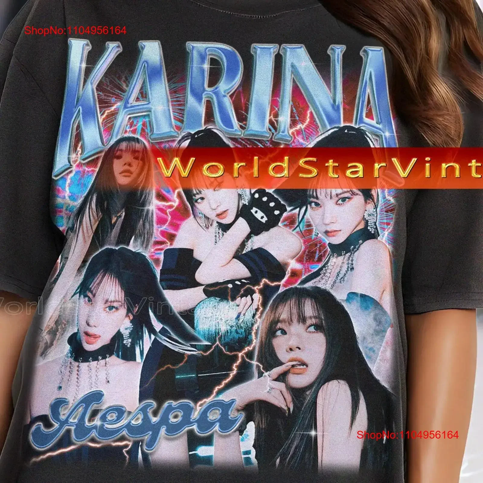 

KARINA Vintage T Shirt Homage Fan Retro 90s Sweater Merch Kpop Idol vintage Washed Slightly Unisex homme fashion Soft
