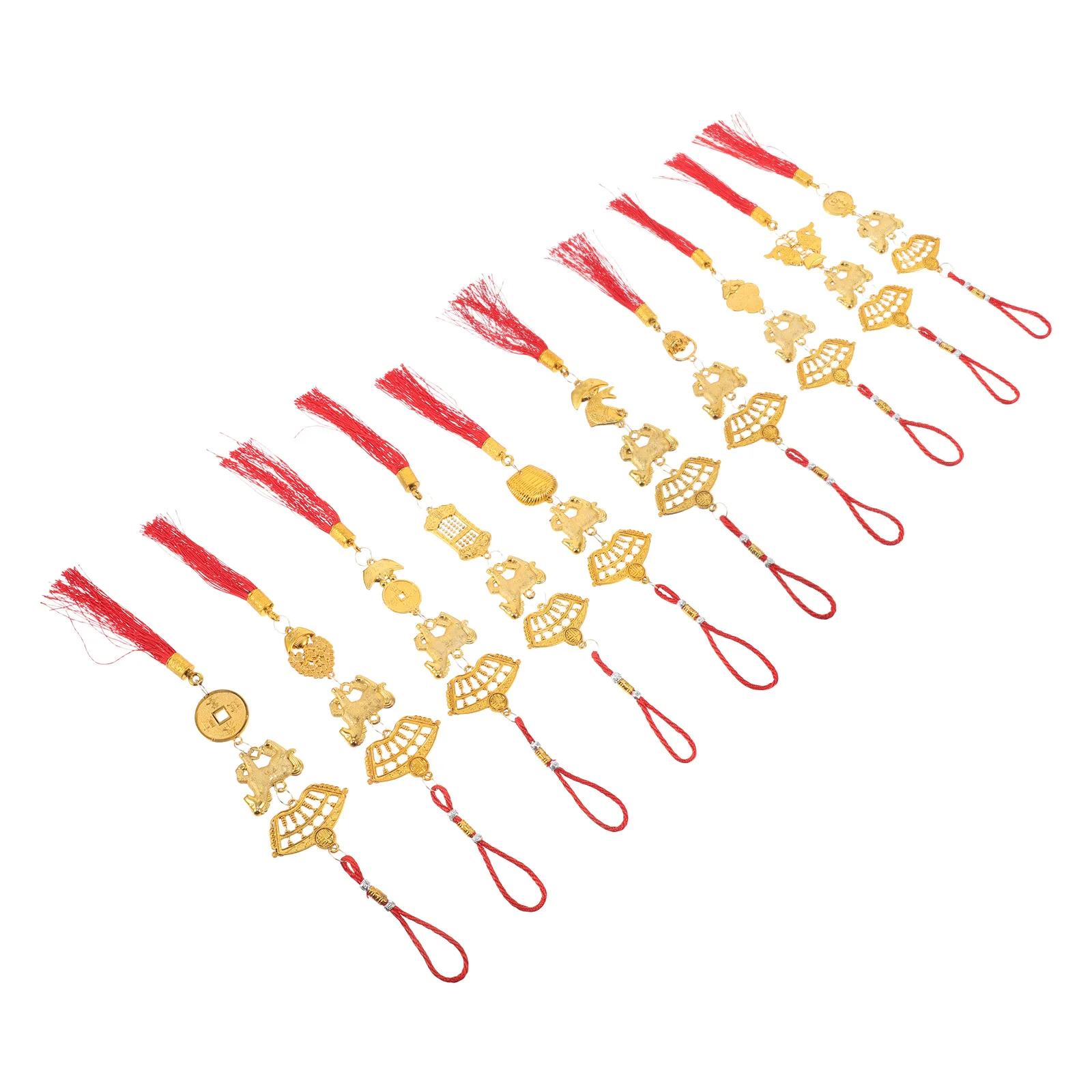 10 個の馬年ペンダント装飾、赤いチャーム付き、風水車内ツリー装飾、春祭りギフト 2026