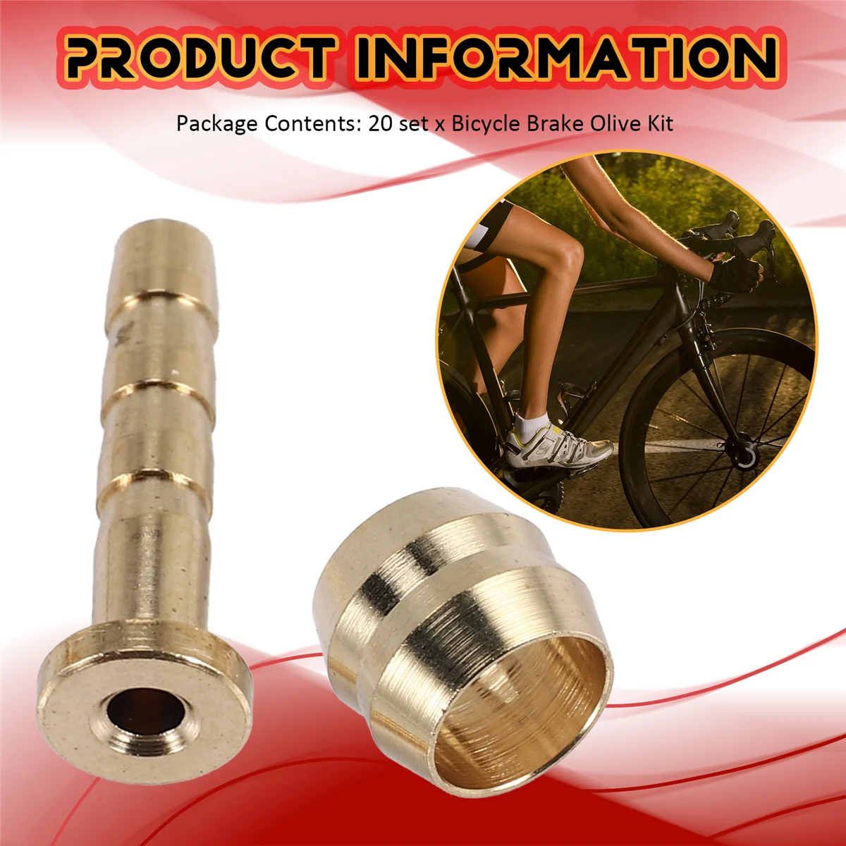 20Pcs Bicycle Brake Olive Brass Connecting Insert Kit for Shimano BH59 Hydraulic Disc Brake Hose,4