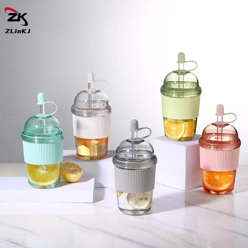 (ZYDD01) 1 قطعة 430/520/630 مللي كوب قهوة شفاف مع غطاء وقش لؤلؤة الحليب الشاي عصير كوب بلاستك للمنزل بار درينكوير