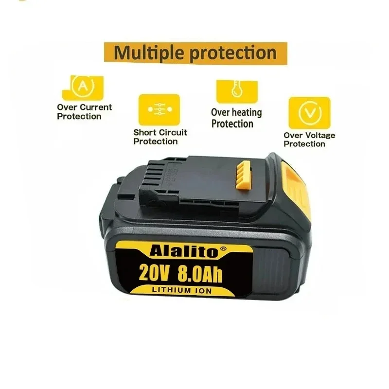 2024 NEW 8000mAh MAX Lithium Battery Power Tool Replacement for DeWalt DCB184 DCB181 DCB182 DCB200 20V 8.0Ah Lithium Battery