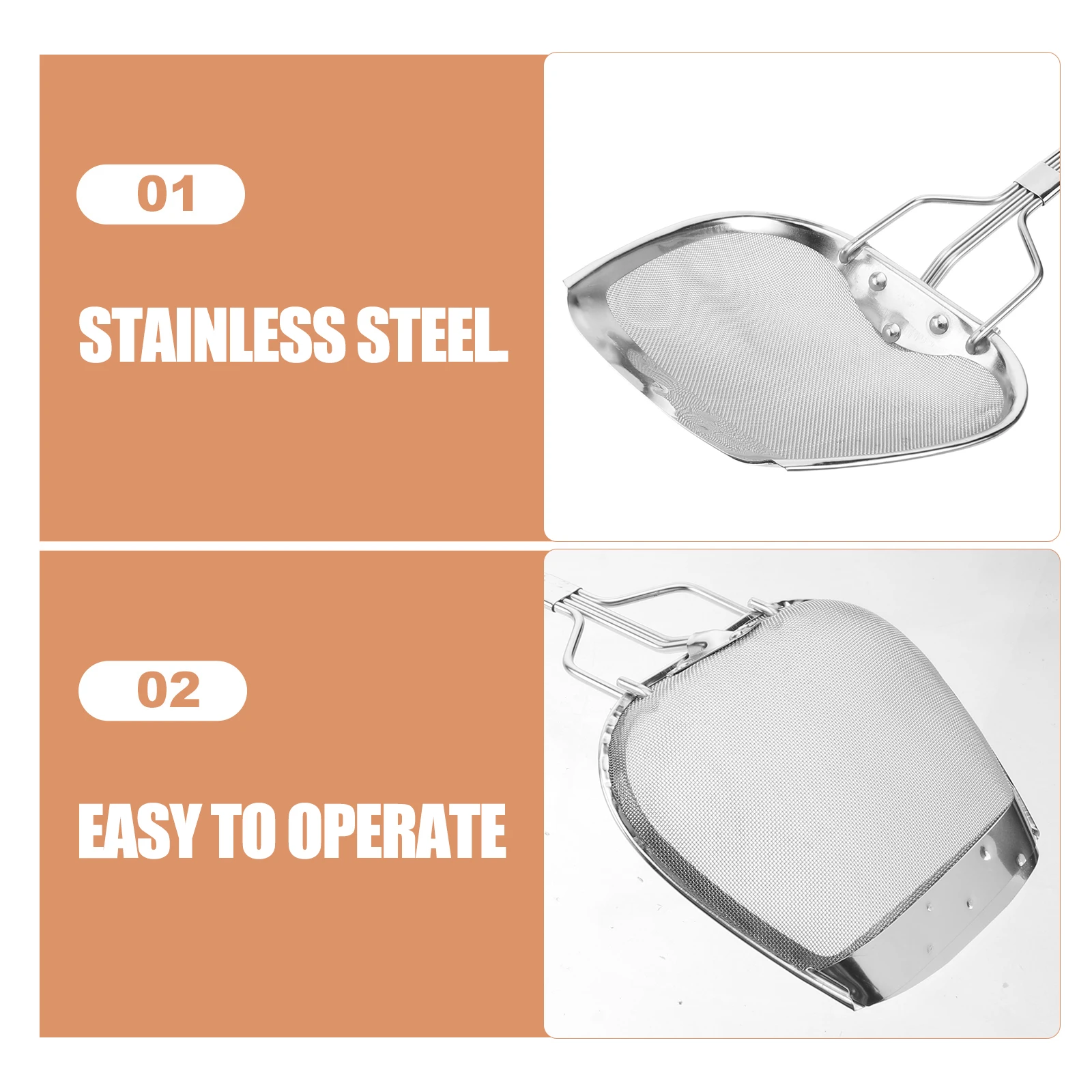 

Stainless Steel Strainer Fine Mesh Spoon Long Handle Easy Clean Kitchen Stainless Steel Oil Strainer Tool Vegetable Meat Fry