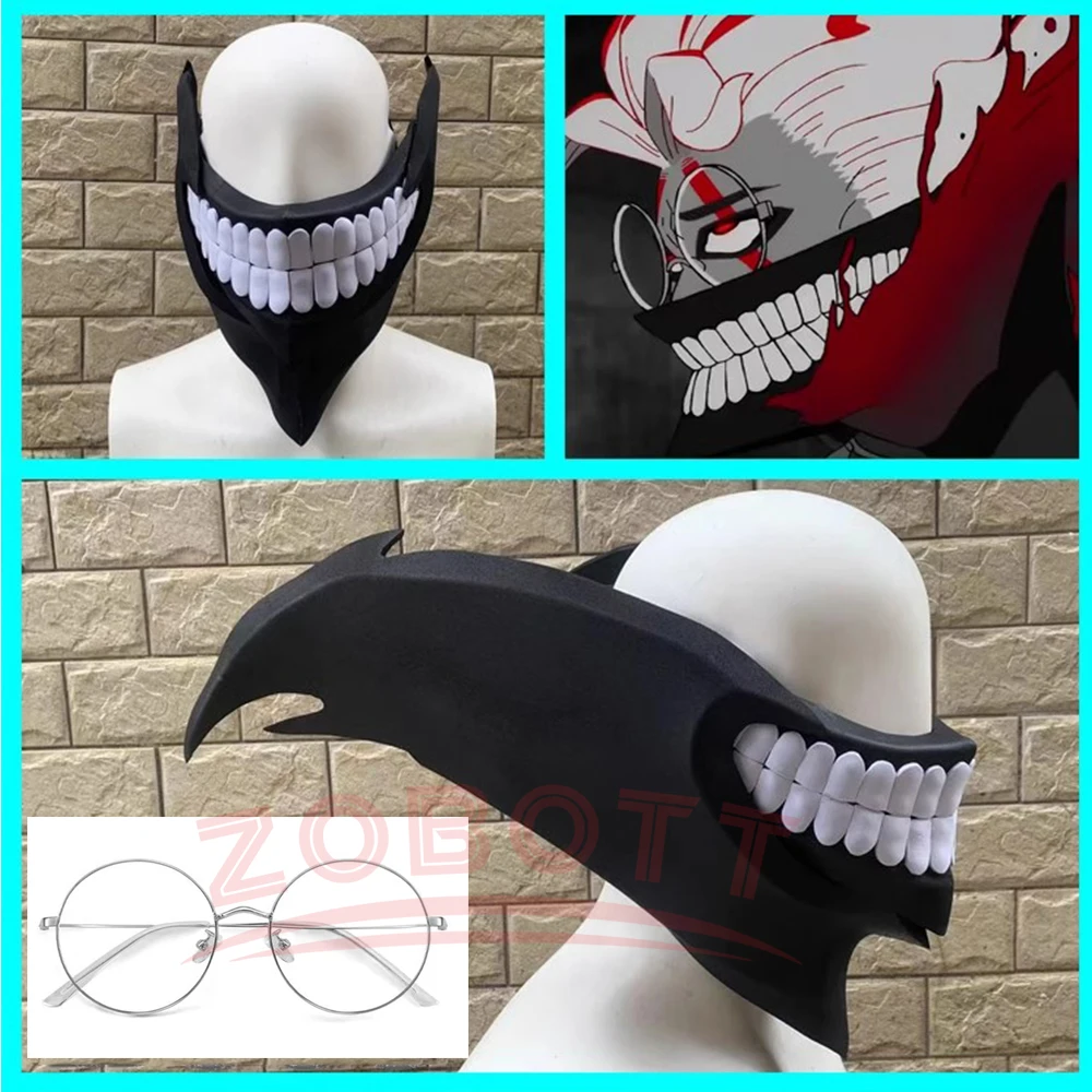 טורבו סבתא karun אנימה cosplay מסכת פאה שן הארי אדום לבן מדגיש שיער משקפיים כסוף-kun holloween מסיבה משחק גבר