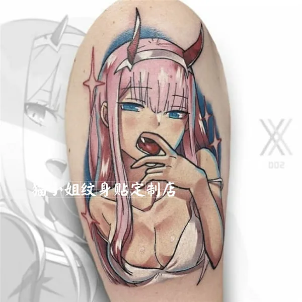 Darling no anime franxx 02 temporária falso flash tatuagem adesivo cosplay prop acessório festa de halloween