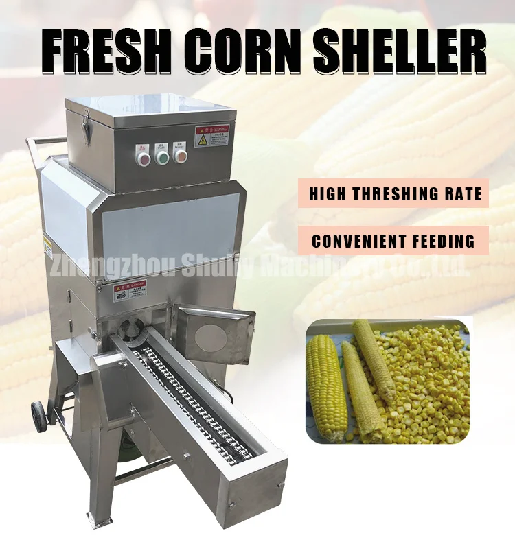 Stainless Steel Fresh Sweet Corn Thresher & Seed Peeler Automatic High Quality Motor 220V/380V 400-500kg/h Capacity