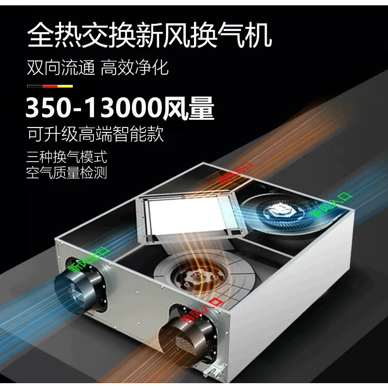 Ceiling Bidirectional Heat Recovery Ventilator Home Commercial Fresh Air System Variable Speed Silent Air Purifier