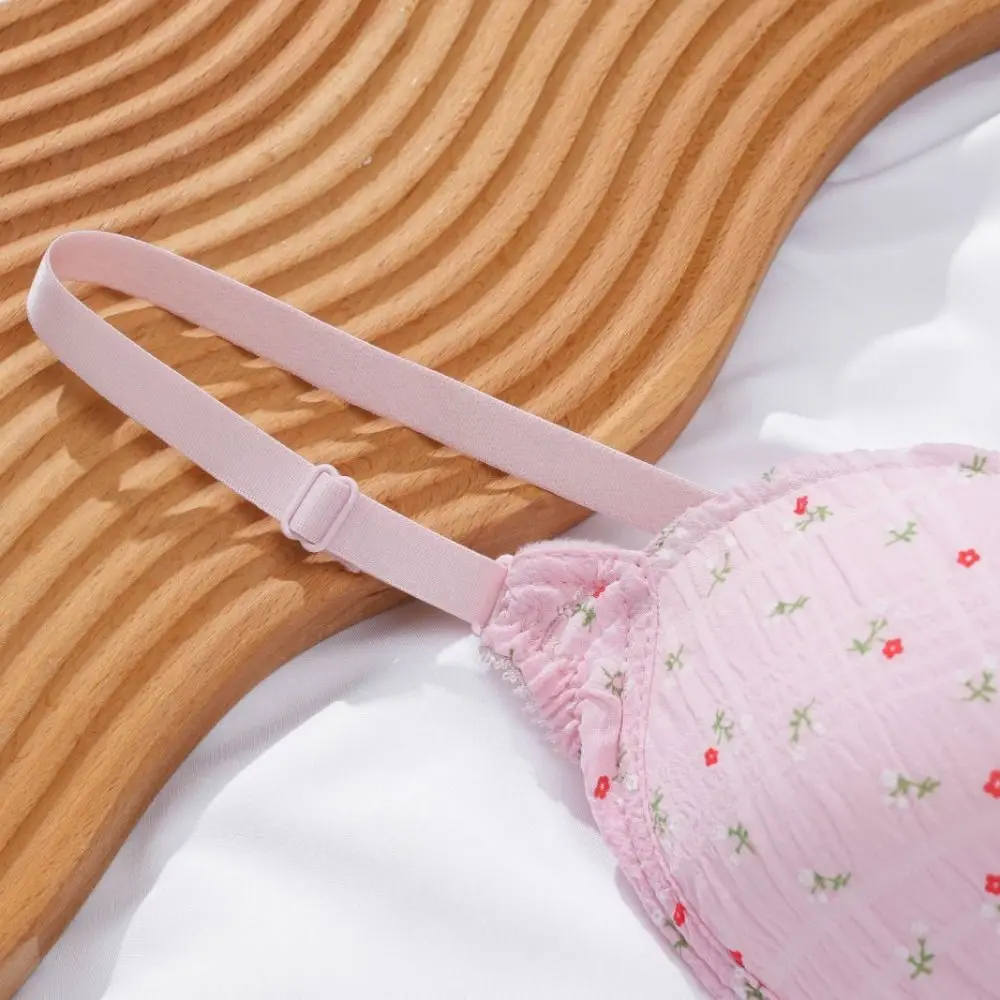 ملابس داخلية مريحة على شكل زهرة حلوة لاسلكية عميقة على شكل حرف V حمالة صدر مقاومة للصدمات للنساء ملابس داخلية مضادة للترهل حمالة صدر رافعة للأعلى هدايا