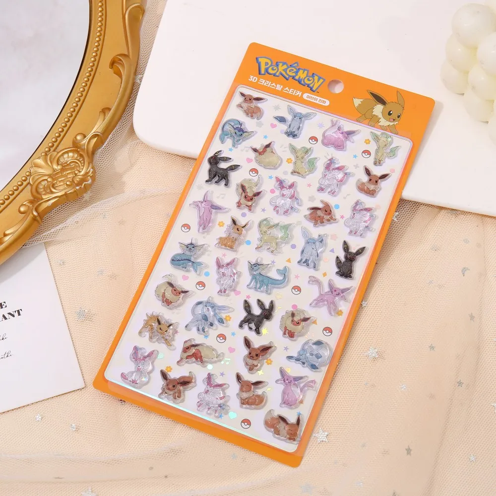 3D Pokemon Pikachu Kawaii Stickers Transparent Jelly Crystal Cute Decals Cartoon Anime for DIY Notebook Phone DIY Sticker Toy view 6