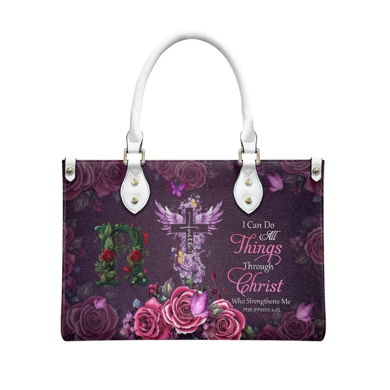 Bolso de cuero con estampado Floral para mujer, bolsa de mano informal con nombre personalizado, estrella del Este