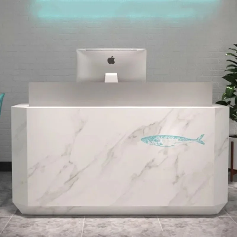 

White Restaurant Front Desk Lectern Pulpit Standing Office Receptionist Shop Counter Cash Register Bar Bureau Shop Furniture