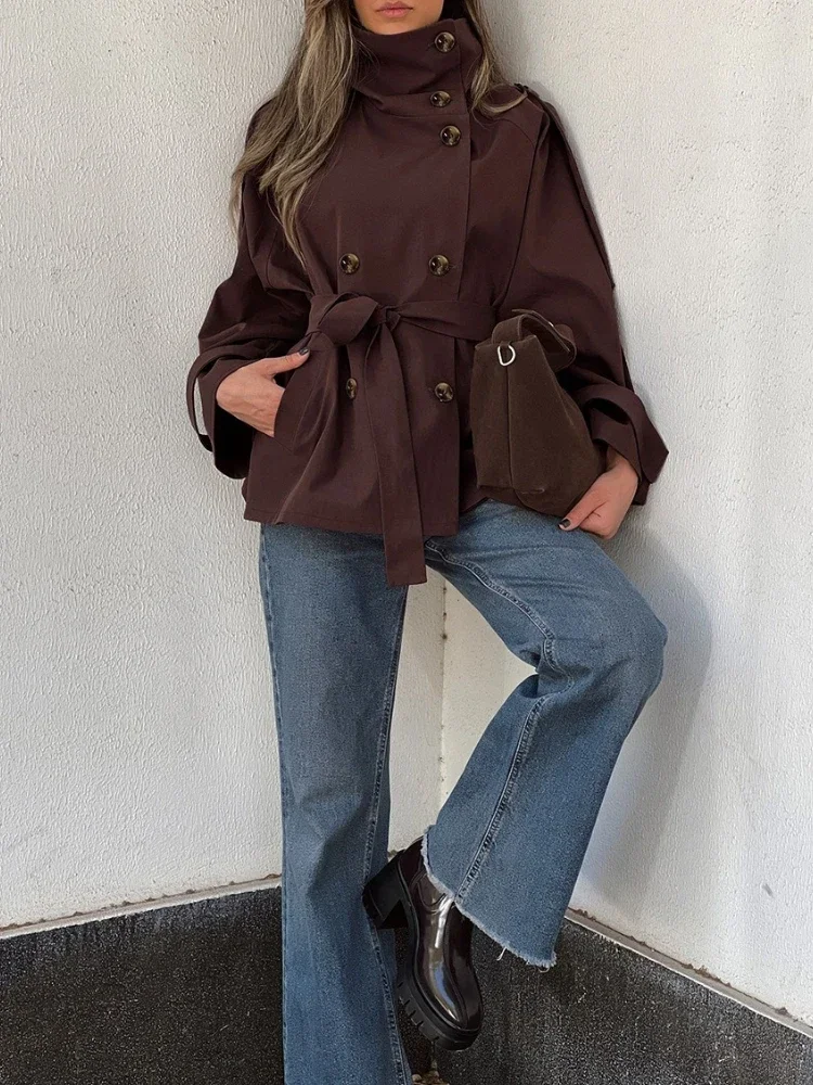 New Women Belted Mid-Length Windproof Solid Color Autumn Winter Casual Streetwear Cozy Long Utility Coat Coats and Jackets Women
