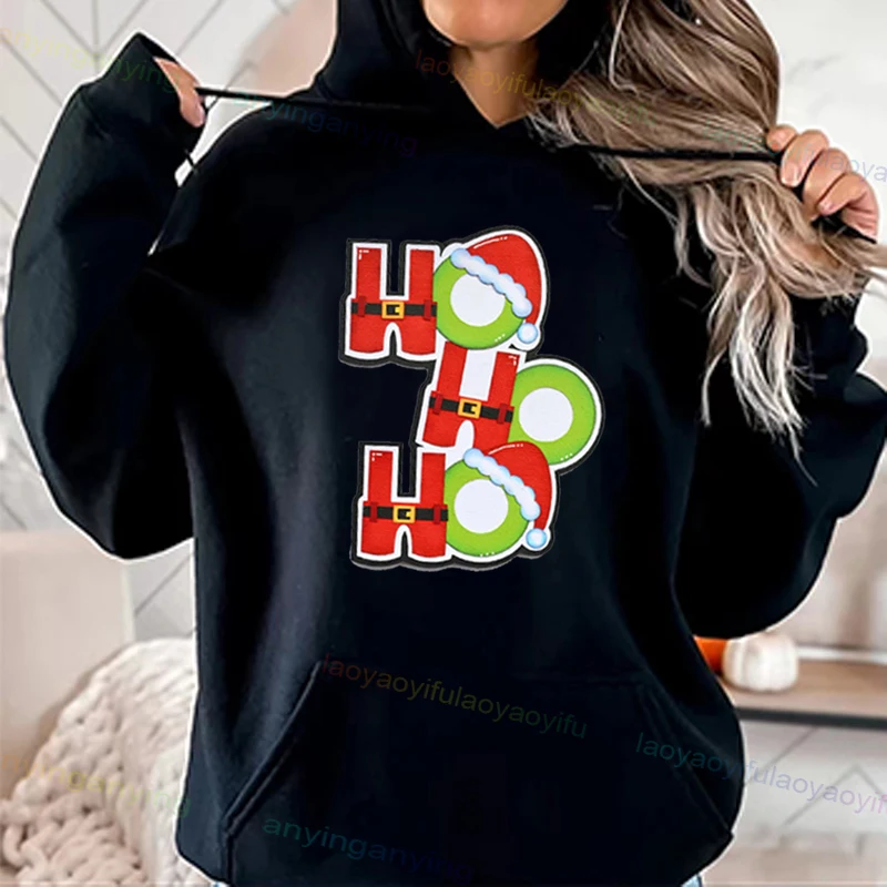 Bluzy Świętego Mikołaja Ho`Ho`Ho`Casual Śmieszne Męskie Damskie Bluzy z Kapturem z Kreskówkami Koszulki z Długim Rękawem Płaszcze Ciepłe Zimowe Ubrania Uliczne