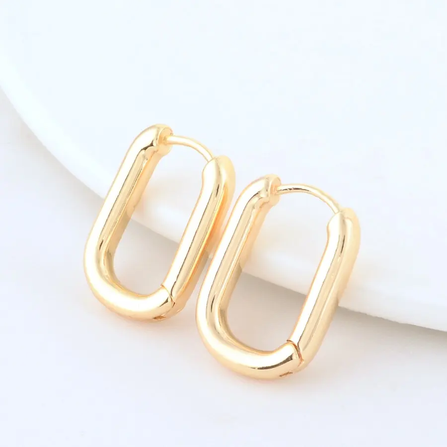 4PCS 16MM 18MM 20MM 14K Gold Color Brass Oval Earrings Hoops High Quality Jewelry Making Supplies Diy Findings Accessories