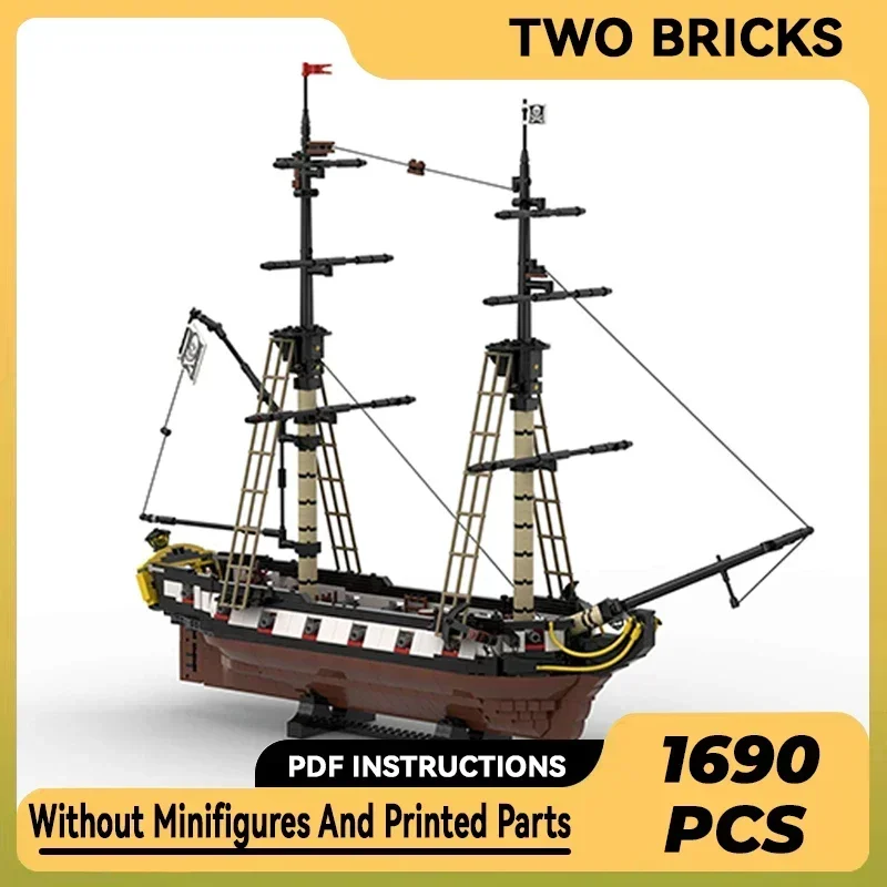 Moc Building Brick Military Model Barracuda Double Masted Sailboat Technology Modular Blocks Gift Christmas Toy DIY Set Assembly