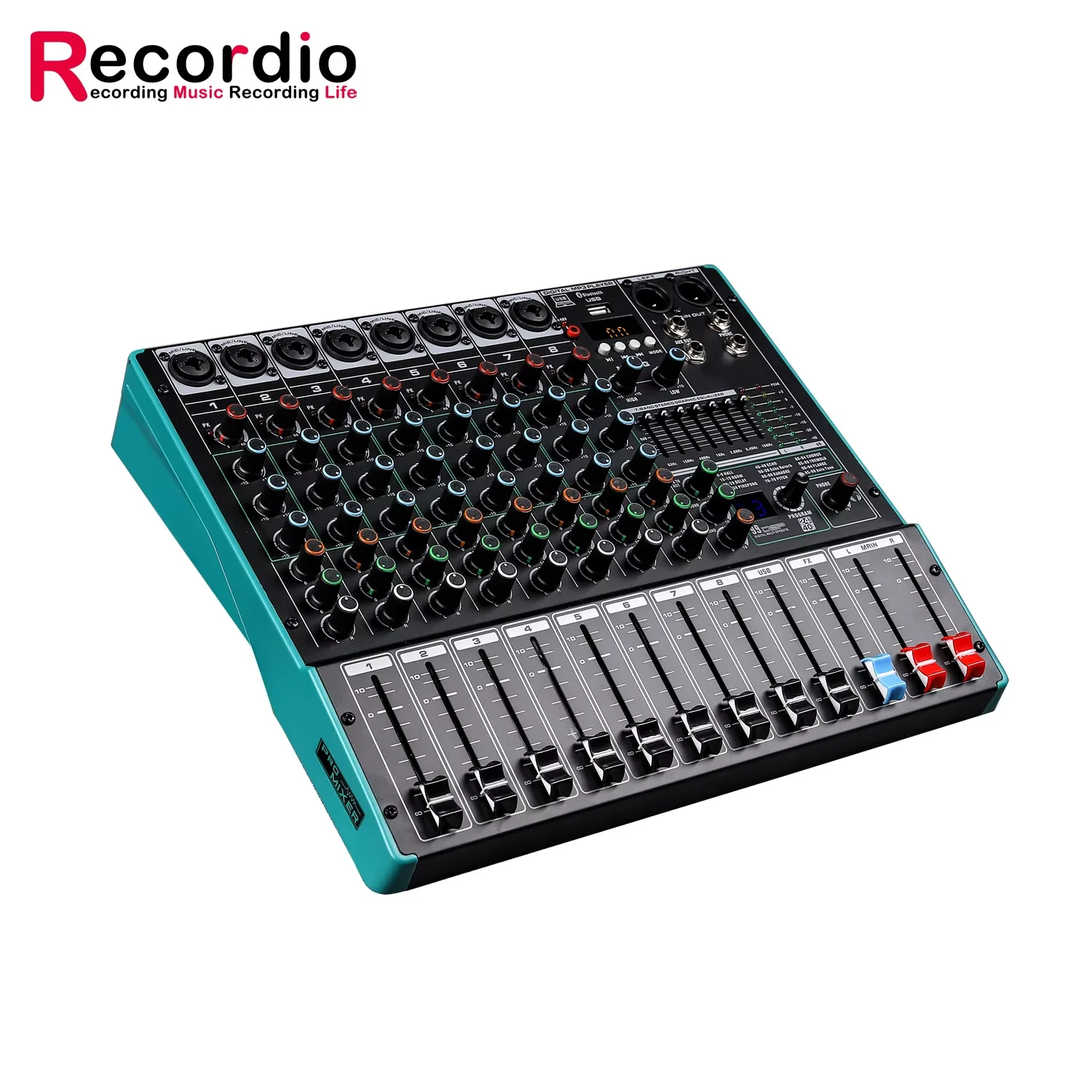 

GAX-TK8 Professional 8-channel mixer with multi-channel control and equalization effect for recording, K song, live streaming
