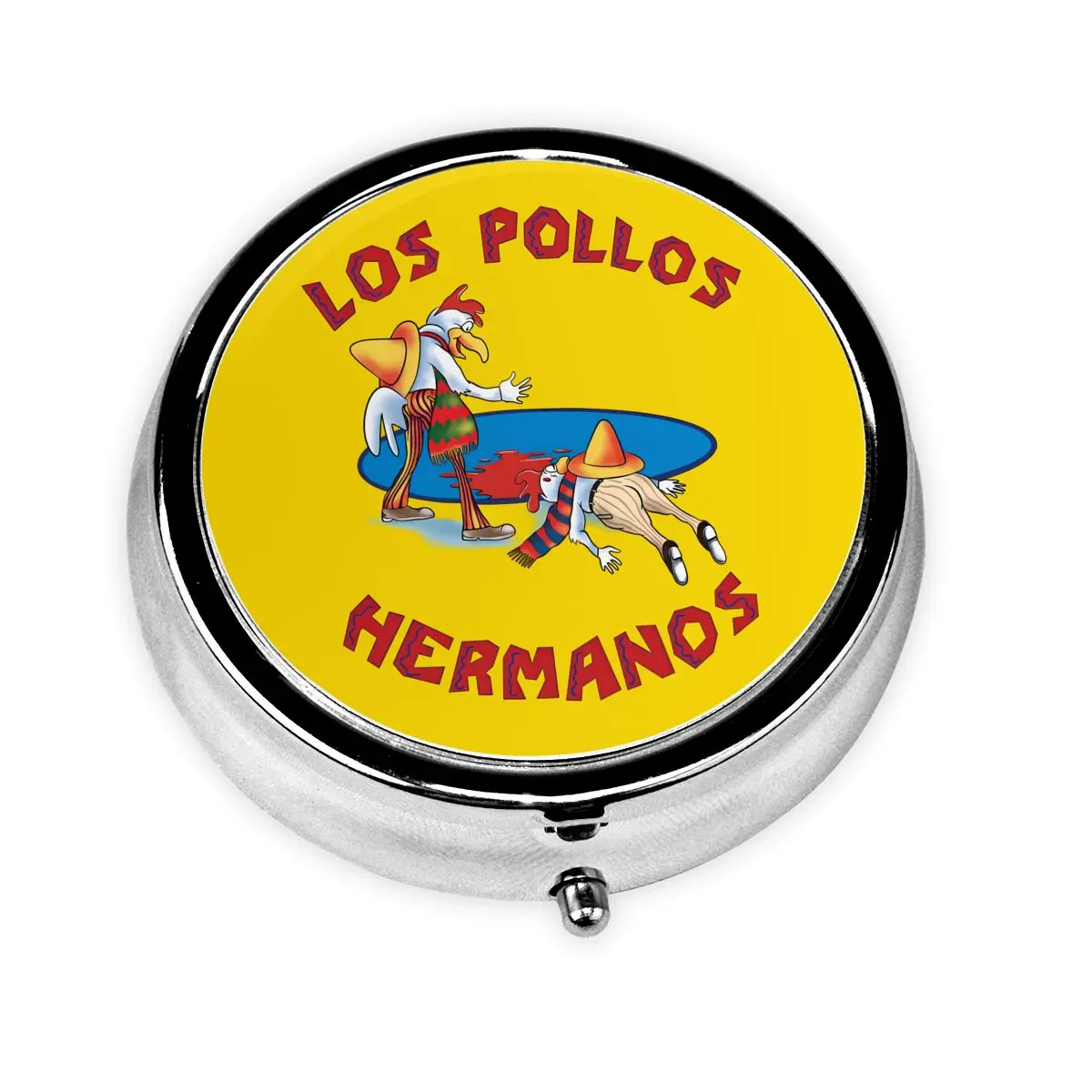 

Funny Los Pollos Small Portable Pill Case for Purse The Chicken Brothers Medicine Storage Case Pill Box For Travel
