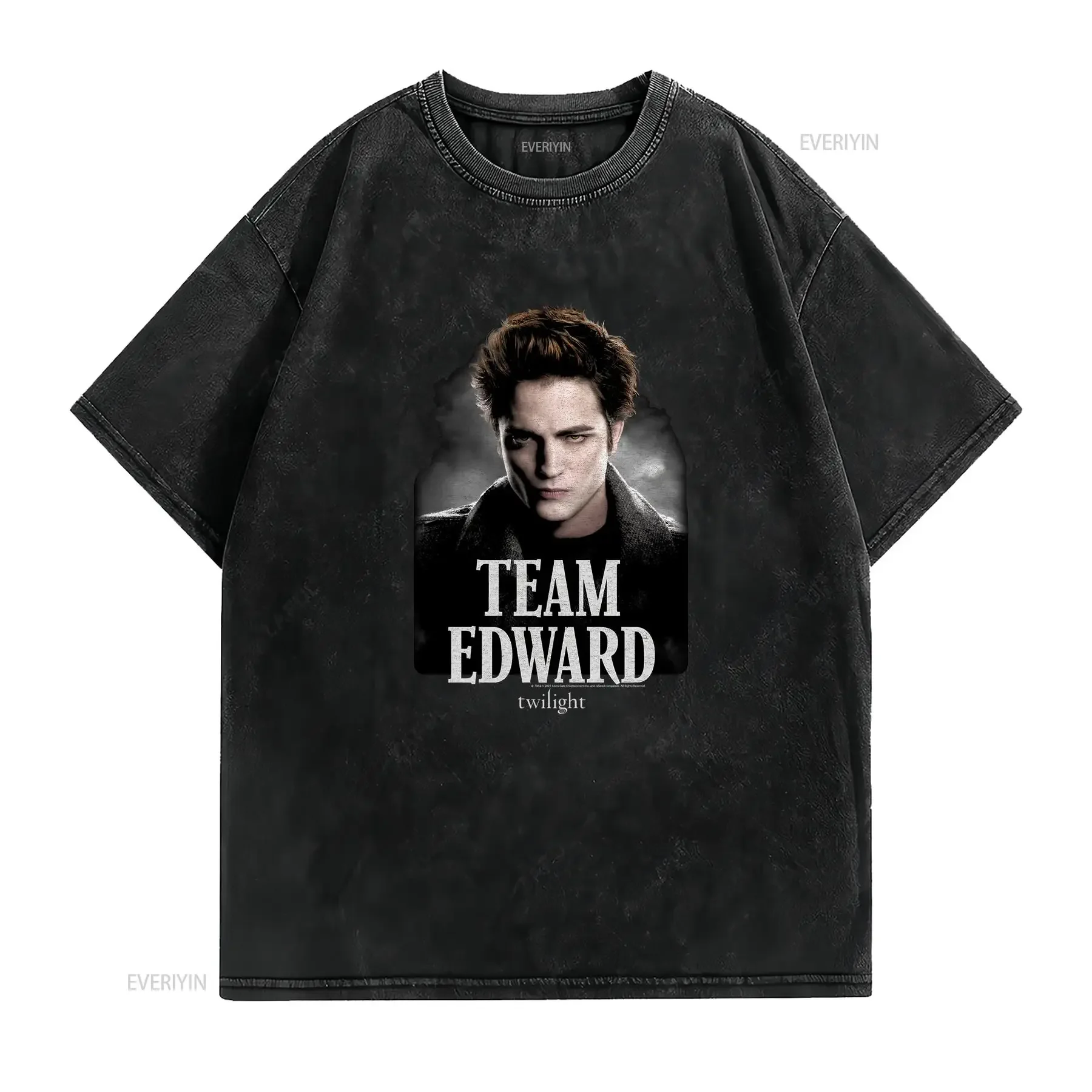 HOT NEW Twilight Team Edward Black T Shirt ALL COLOR S 5XL vintage Washed Stretched graphic streetwear Unisex Versatile