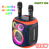 120W Powerful HIFI Surround Sound Subwoofer Portable Karaoke Audios Wireless Bluetooth Speaker With Dual Mic BoomBox PARTY130
