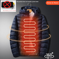 New Men'S Korean Version Fashionable Versatile Winter 21 Zone Heating Cotton Jacket Casual Hooded Usb Heating Warm Electric Coat